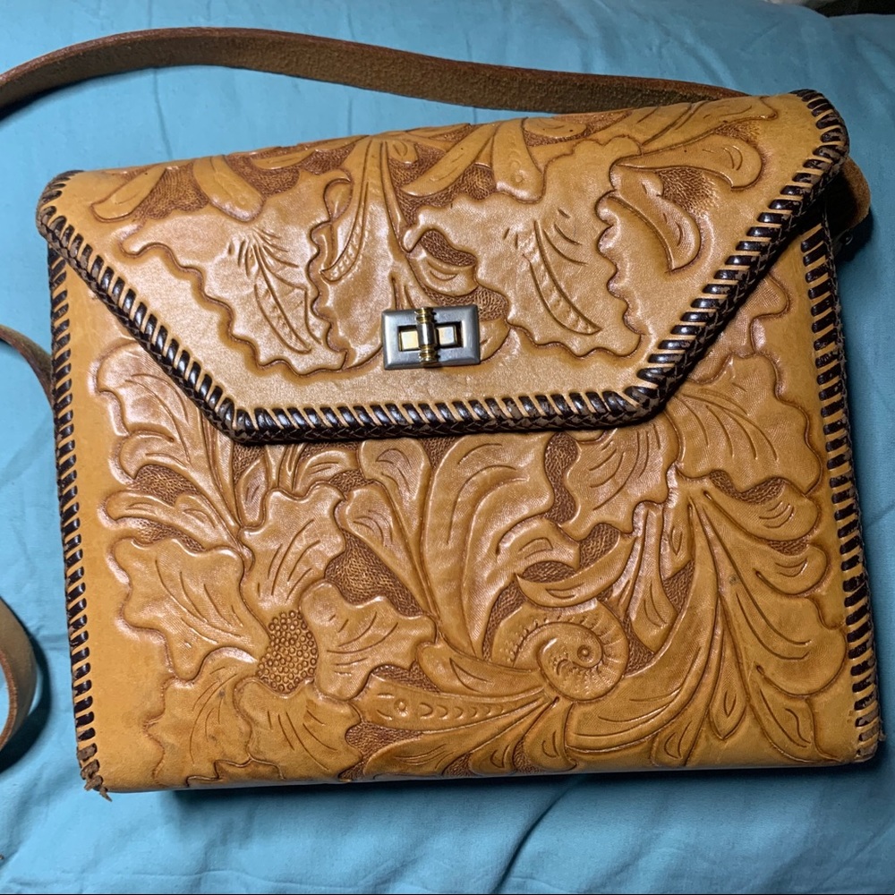 Faux leather tooled purse